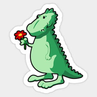 Green dragon with flower Sticker